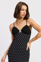 Spaghetti Strap Midi Dress with Lace Detail