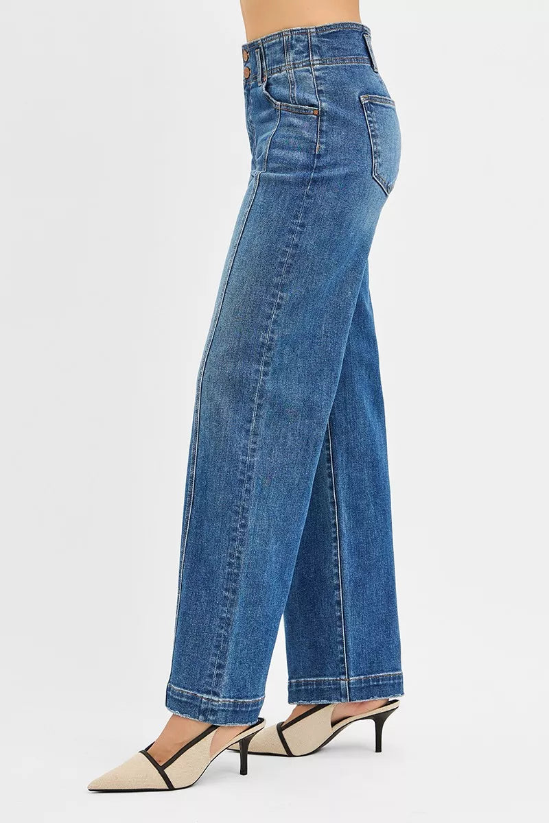 Mid Rise Fit Wide Baggy Jeans