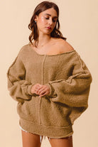 Loose Fit Exposed Seam Slouchy Boucle Sweater