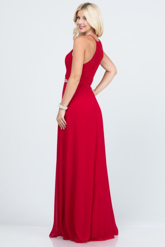 Halter Neck Full-Length A-Line Dress