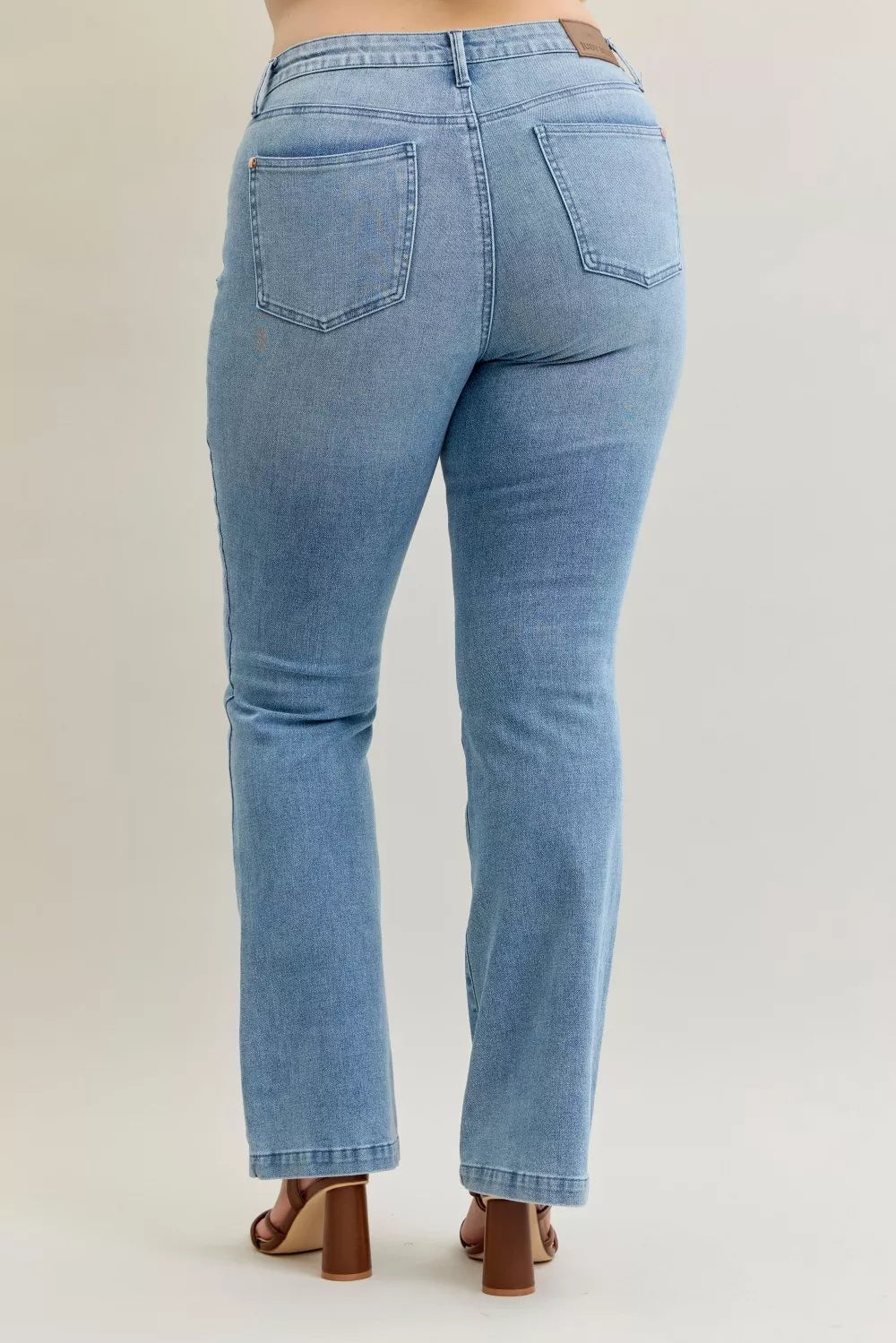 Mid Rise Bootcut Jeans with Contrast Wash