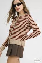 Umgee Striped Button-Up Knit Cardigan