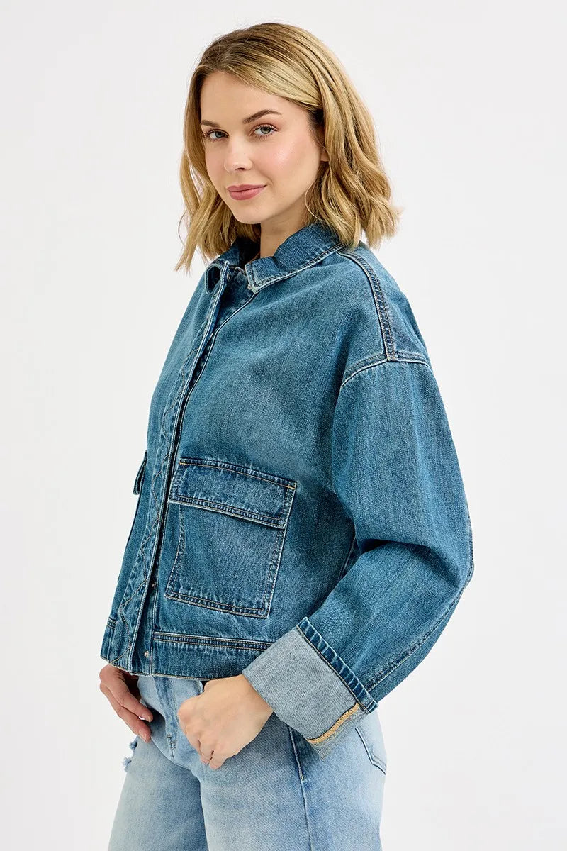 Oversized Cargo Pocket Denim Jacket