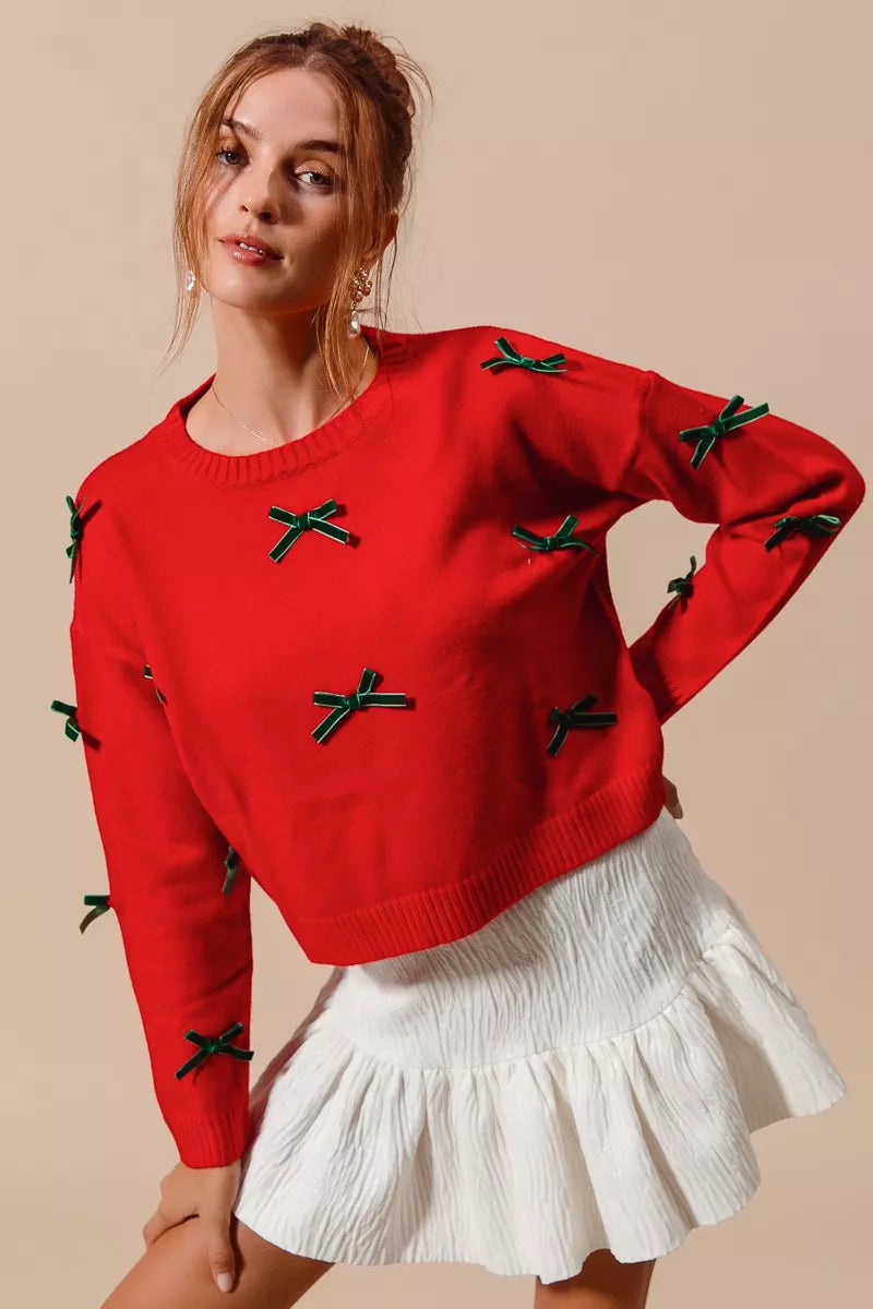 Ribbon Bow Applique Sweater