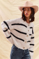 Striped Soft Touch Button Cardigan