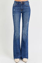 Distressed Mid Rise Flare Jeans