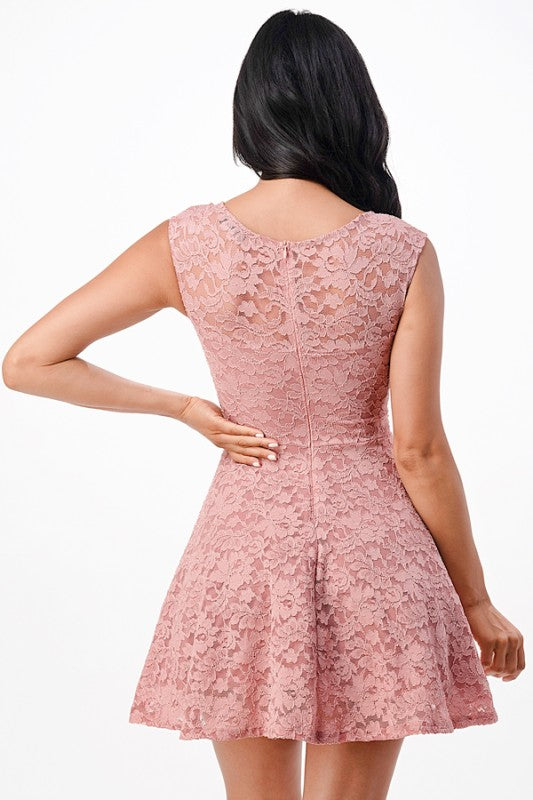 Short Lace Skater A-Line Dress