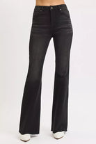 High Rise Flare Raw Cut Hem Jeans