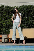 Jewel Embellished High Rise Cropped Palazzo Jeans