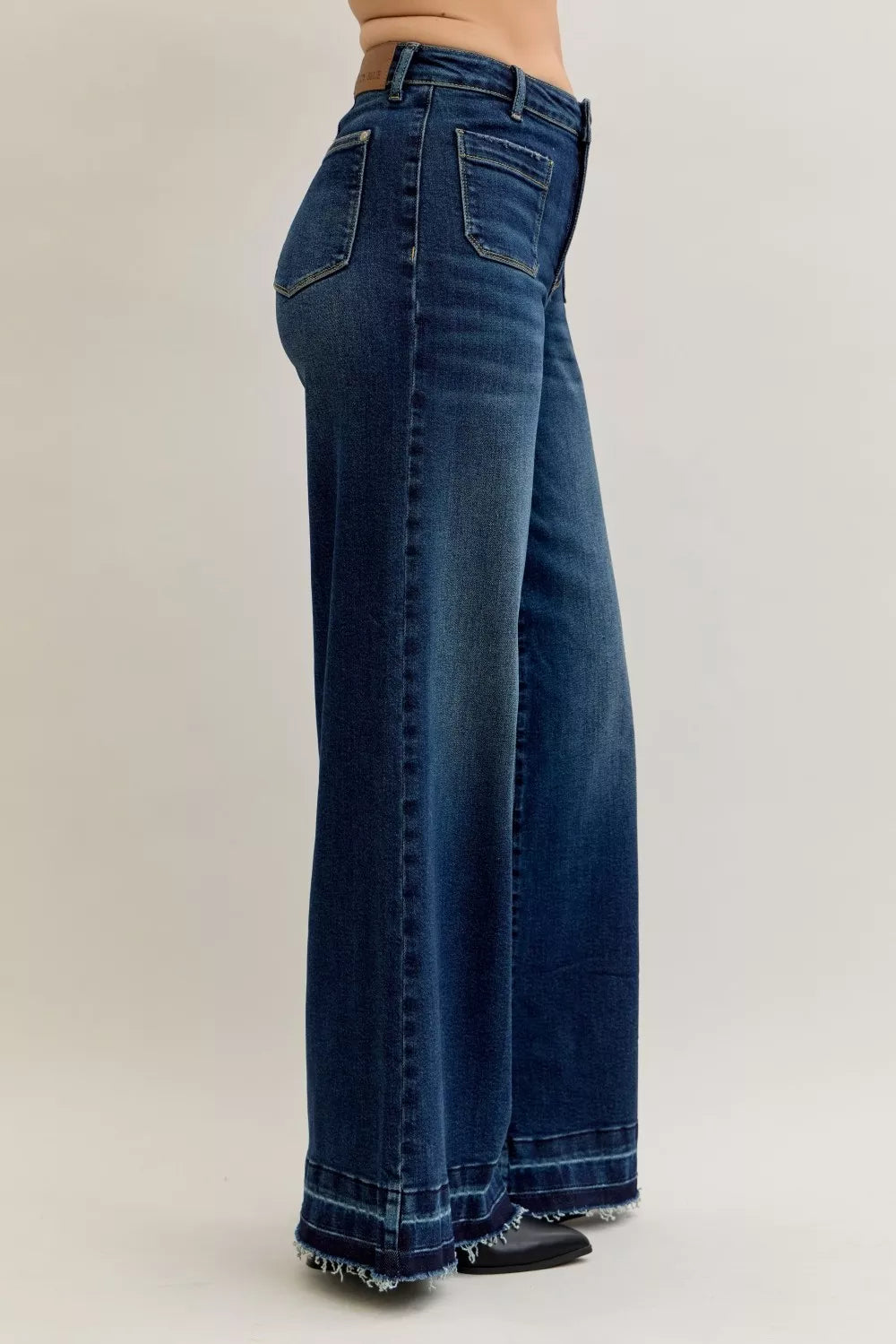 Judy Blue High Waist Palazzo Jeans with Front Patch Pockets