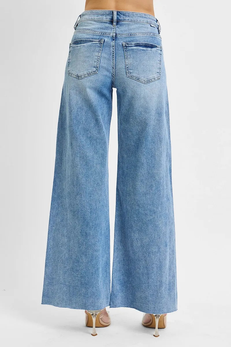Tummy Control High Rise Wide Leg Palazzo Jeans