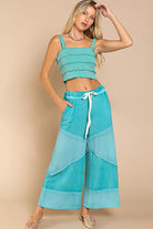 Elastic Waistband Wide Leg Pants with Drawstring
