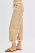 High Rise Crop Barrel Corduroy Pants