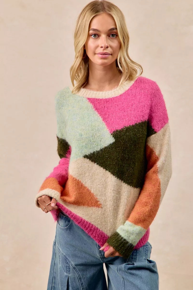 Multi Color Block Sweater
