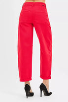 High Rise Ankle Cuffed Barrel Pants