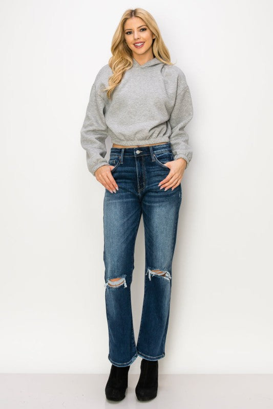 High Rise Stretch Straight Jeans