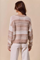 Variegated Stripe Textured Loose Fit Sweater