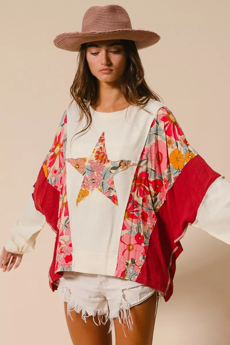 Floral Star Patch Sweatshirt