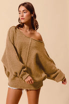 Loose Fit Exposed Seam Slouchy Boucle Sweater