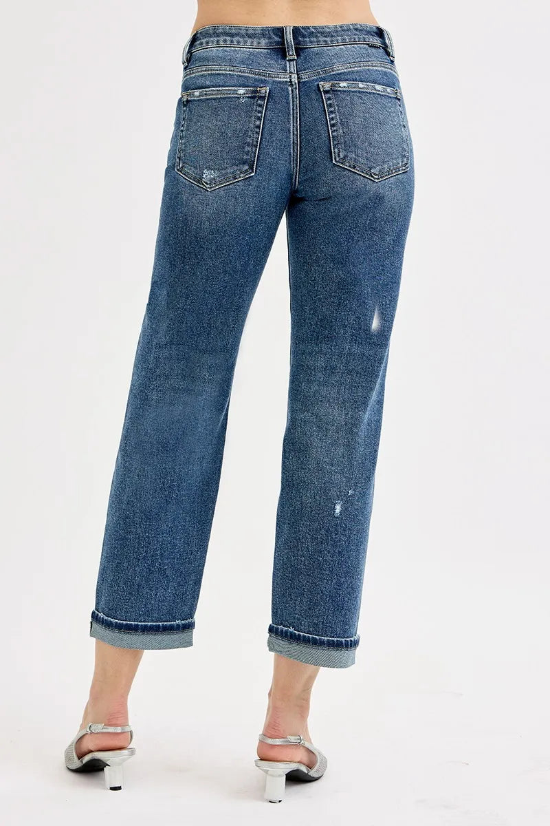 Mid Rise Crop Boyfriend Jeans