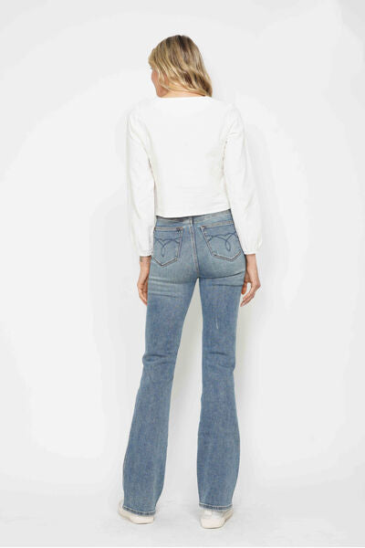 Tummy Control Back Embroidered Bootcut Jeans