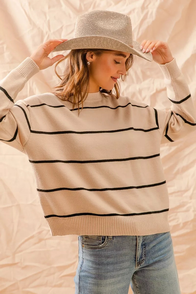 Stripe Crew Neck Sweater
