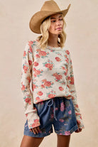 Floral Washed Waffle Thermal Top
