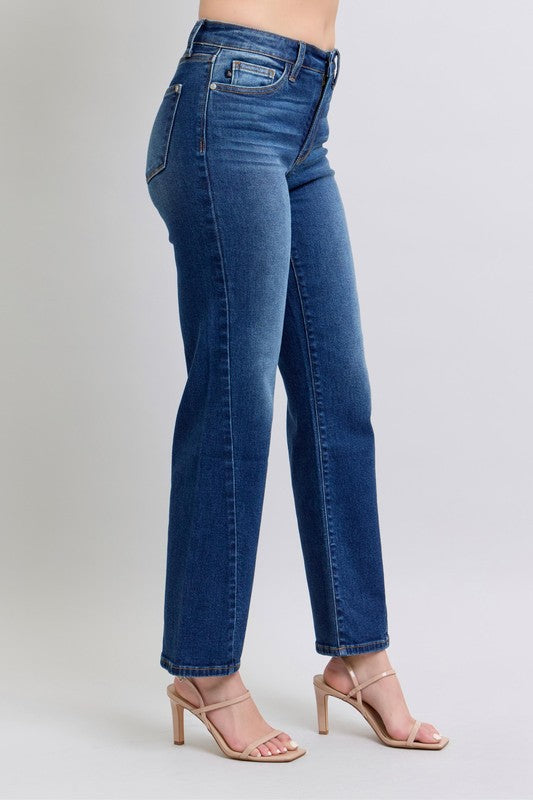 Size Side Seam Detail Straight Jeans