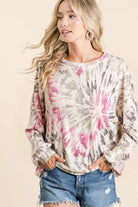 Tie Dye Print Terry Pull Over