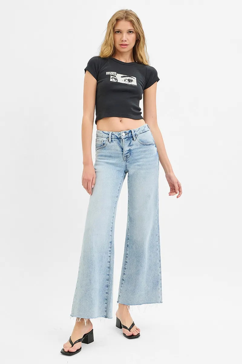 Tummy Control Low Rise Wide Leg Jeans
