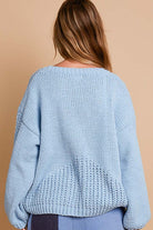 Crochet Flower Dropped Shoulder Sweater