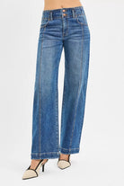 Mid Rise Fit Wide Baggy Jeans