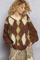 Argyle Pattern Mohair Sweater