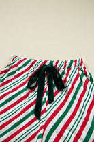 Christmas Stripe Velvet Bow Pajama Set