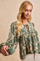 Printed Woven Front Tied Blouse
