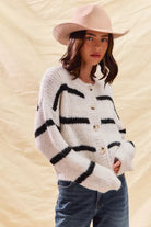 Striped Soft Touch Button Cardigan