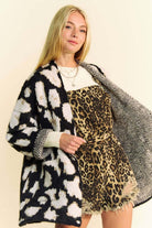 Leopard Open Front Long Sleeve Cardigan