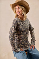 Leopard Print Washed Waffle Thermal Top