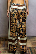 Leopard Printed Woven Wide Leg Drawstring Pants