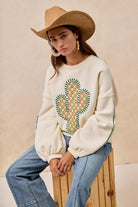 Cactus Embroidered Fleece Sweatshirt