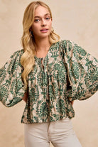 Printed Woven Front Tied Blouse