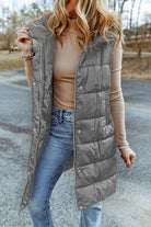 Quilted Long Hooded Vest