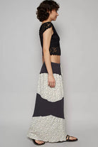 Contrast Floral Drawstring Wide Leg Pants