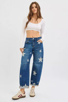 Mid Rise Ankle Length Relaxed Barrel Jeans