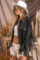 Suede Fringe Long Sleeve Jacket