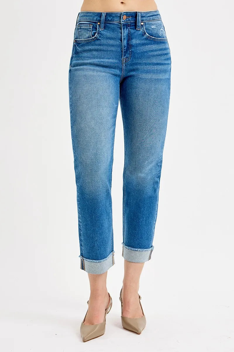 High Rise Boyfriend Fit Cropped Jeans