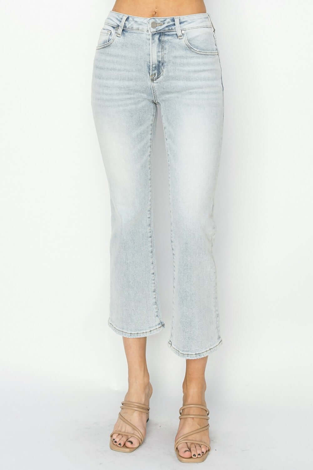 Mid Rise Cropped Flare Jeans