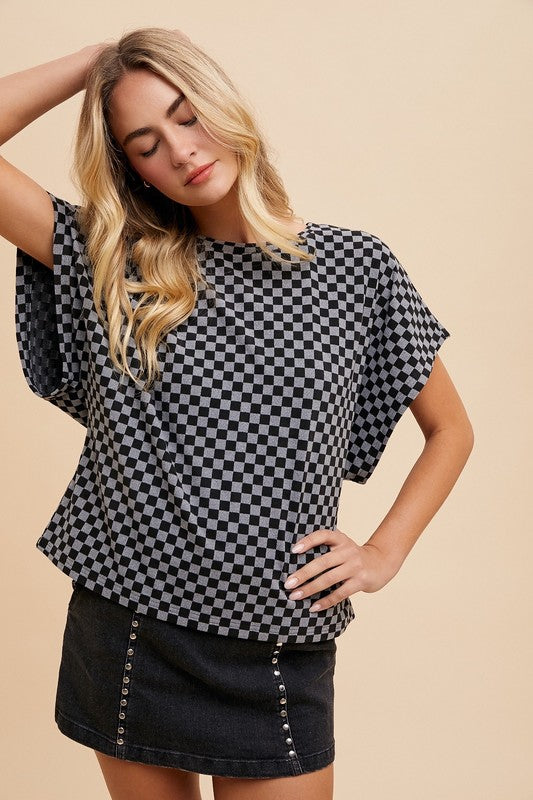 Checkered Round Neck T-Shirt