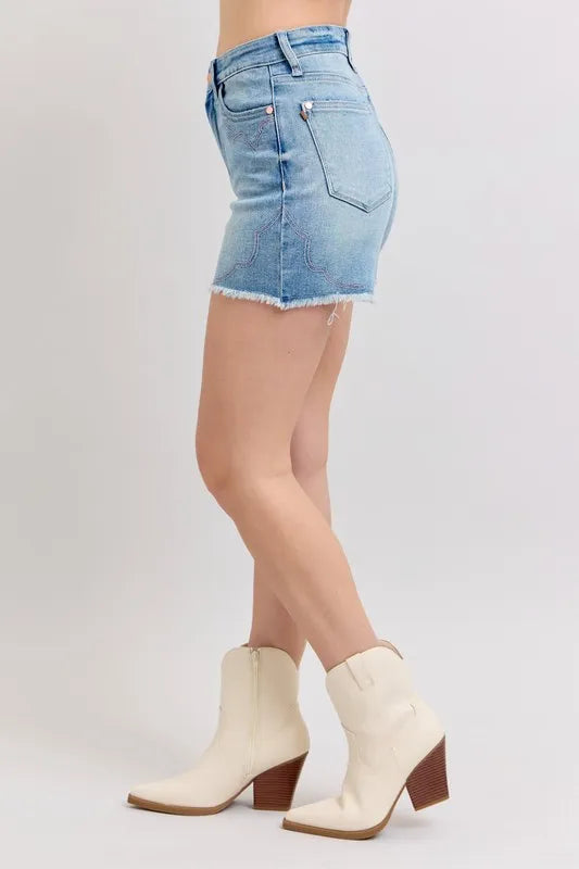High Waist Cut Off Denim Shorts