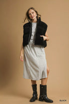 Sherpa-Lined Zip Vest with Drawstring Hem